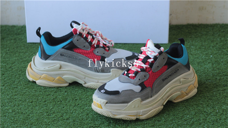 Balenciaga 2017 Fall Winter Washed Old Show Triple-S Grey Red Blue